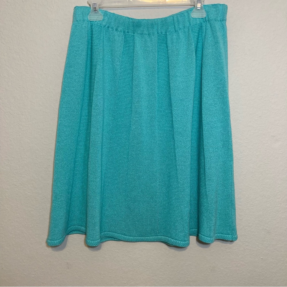 Vintage SAN REMO by Laura Knits Aqua Teal Scalloped Hem Skirt Size XL